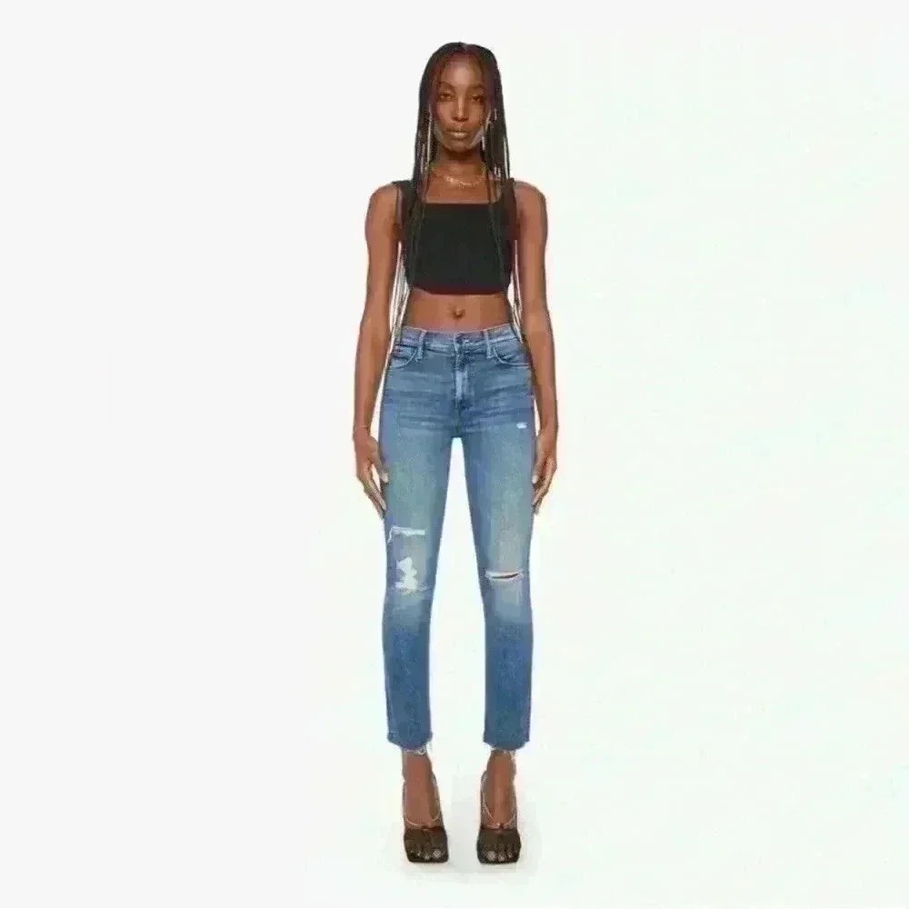 Mother Mid Rise Dazzler Ankle Fray in Weekend Warrior Straight Leg Jeans Size 27
